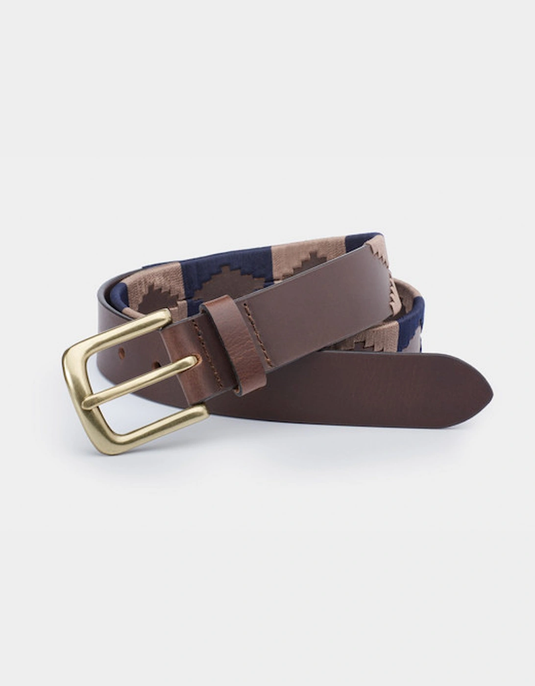 Ibex 35mm Ibex of England Polo Belt Brown/Fawn/Navy, 2 of 1