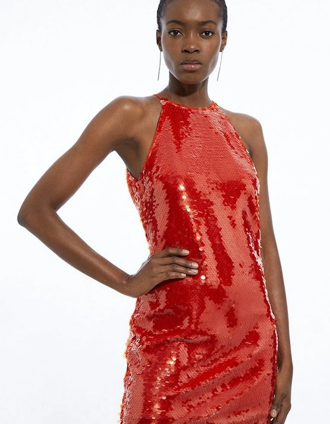 Layered Sequin Open Back Woven Mini Dress, 5 of 4