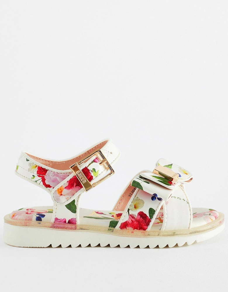 Younger Girls Printed Sandal - White