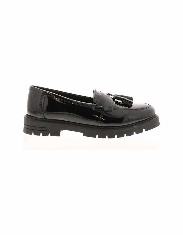 Girls Shoes School Cambridge Leather Slip On black patent UK Size