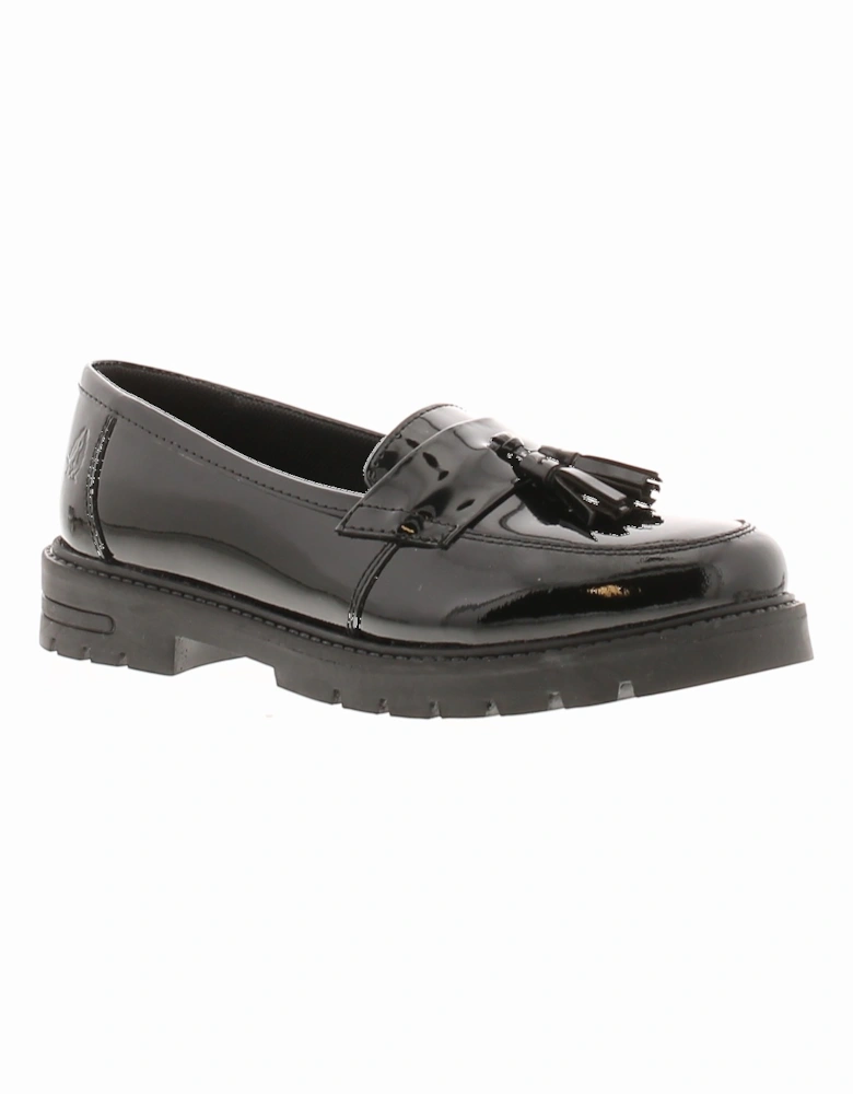 Girls Shoes School Cambridge Leather Slip On black patent UK Size