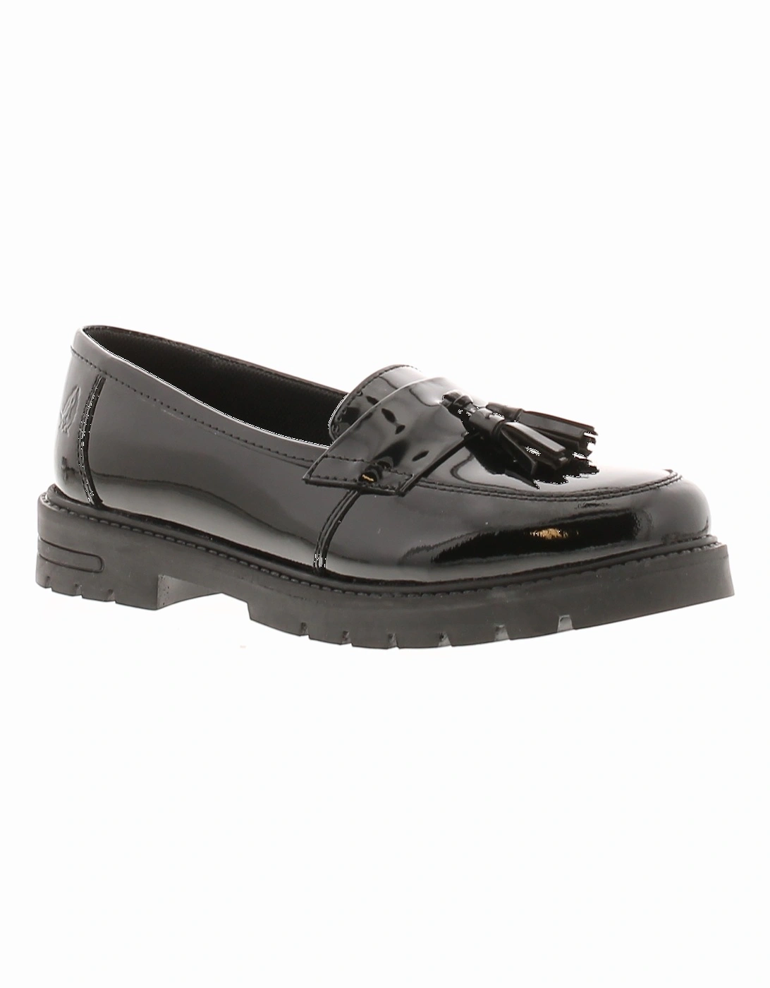 Girls Shoes School Cambridge Leather Slip On black patent UK Size, 6 of 5