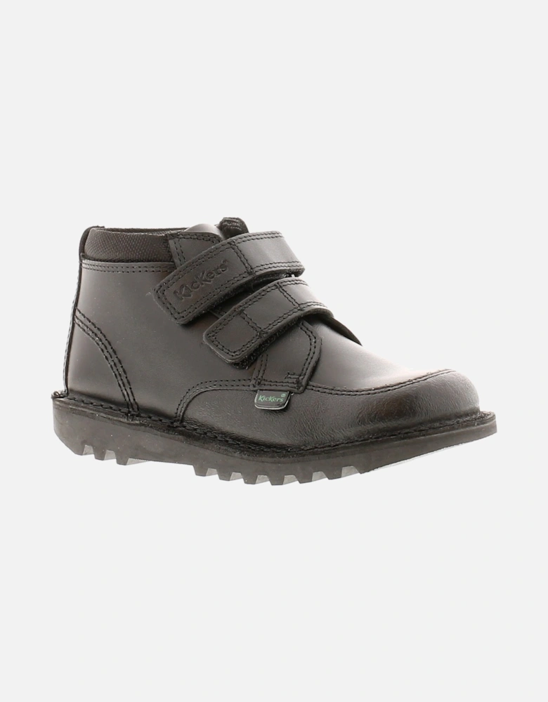 Younger Childrens Boots Hi Scuff Leather Touch Fastening black UK Size