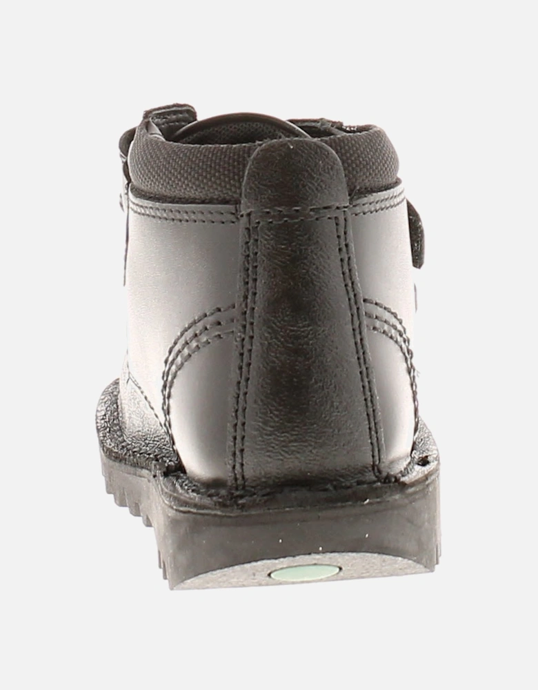 Younger Childrens Boots Hi Scuff Leather Touch Fastening black UK Size