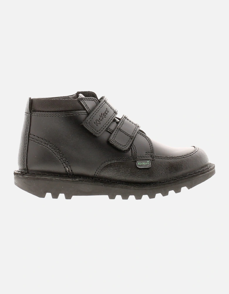 Younger Childrens Boots Hi Scuff Leather Touch Fastening black UK Size