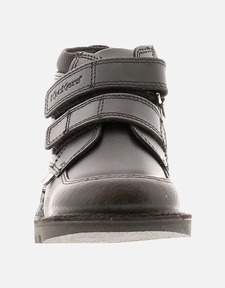 Younger Childrens Boots Hi Scuff Leather Touch Fastening black UK Size