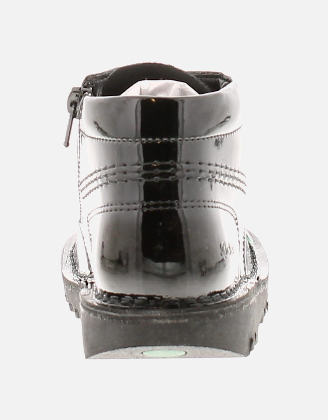 Younger Girls Ankle Boots Hi Zip Leather Lace and Zip black patent UK Si