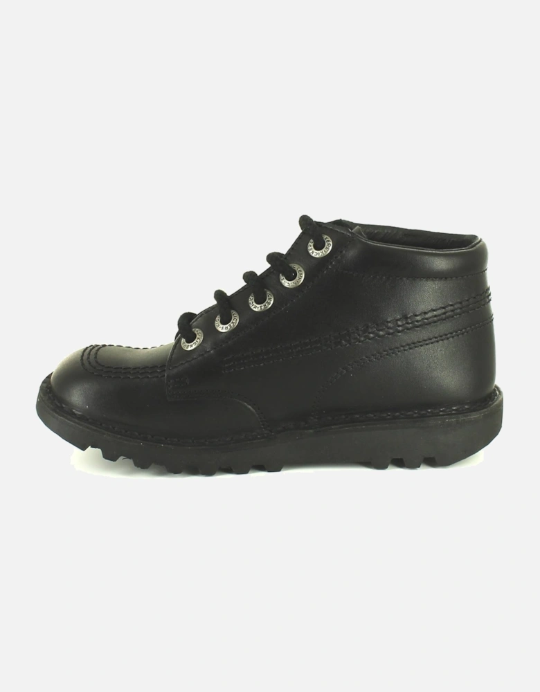 Childrens Boots Hi Core y Leather Lace Up black UK Size