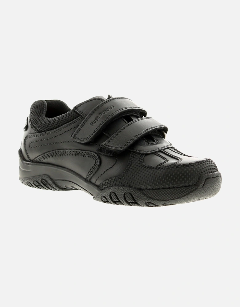 Boys Shoes Jnr School Jezza Leather Touch Fastening black UK Size
