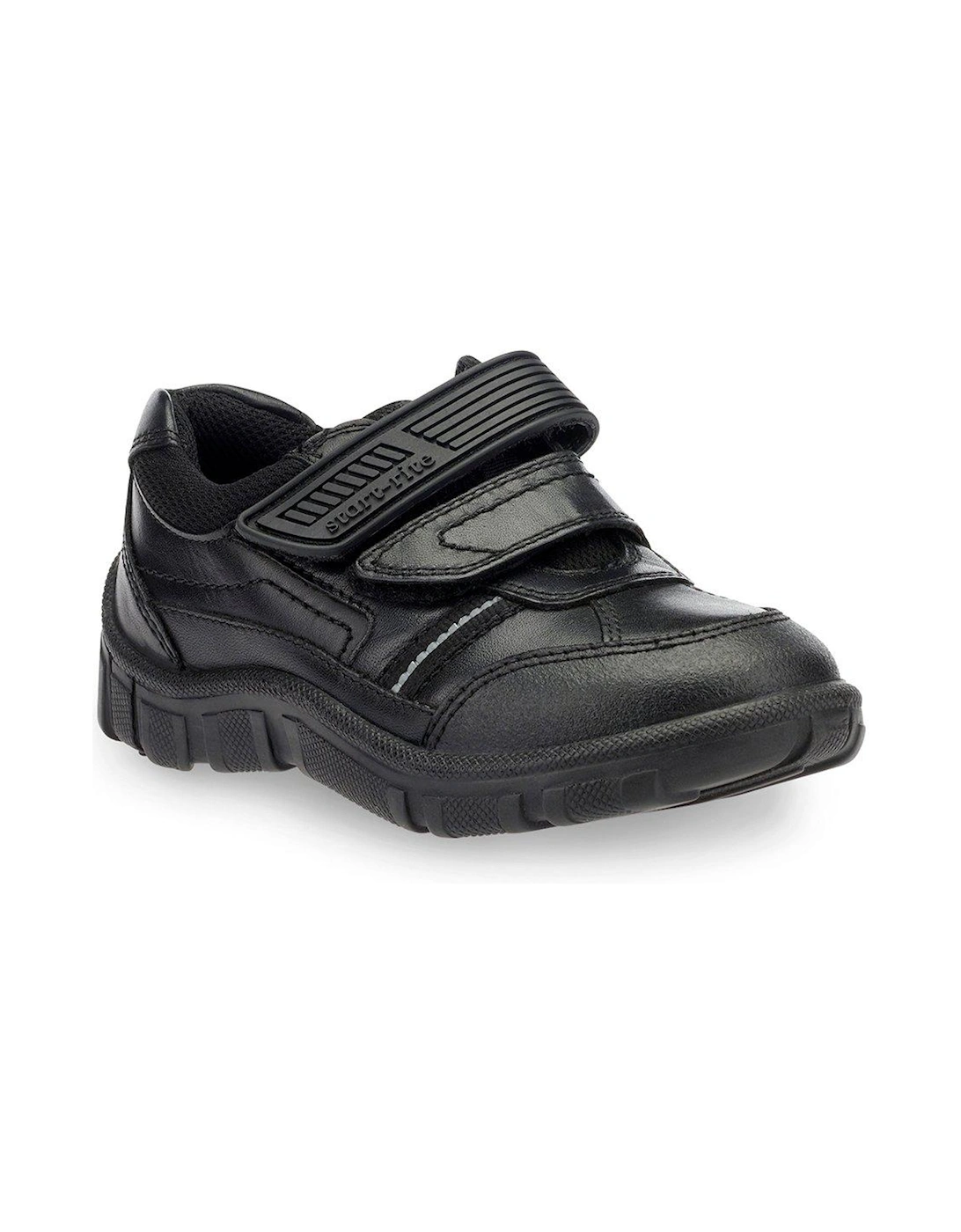 Luke Leather Double Riptape Football Boys School Shoes - Black, 2 of 1