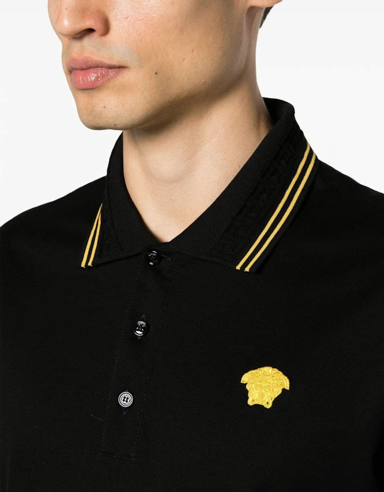 Medusa Piquet Polo Shirt Black