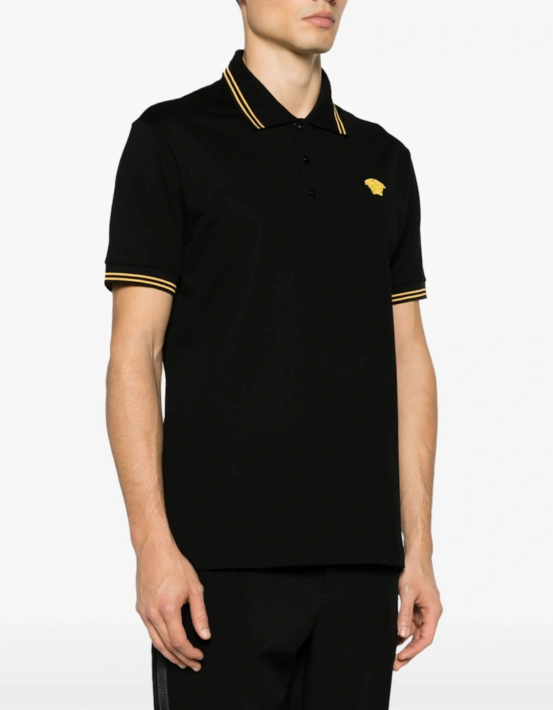 Medusa Piquet Polo Shirt Black