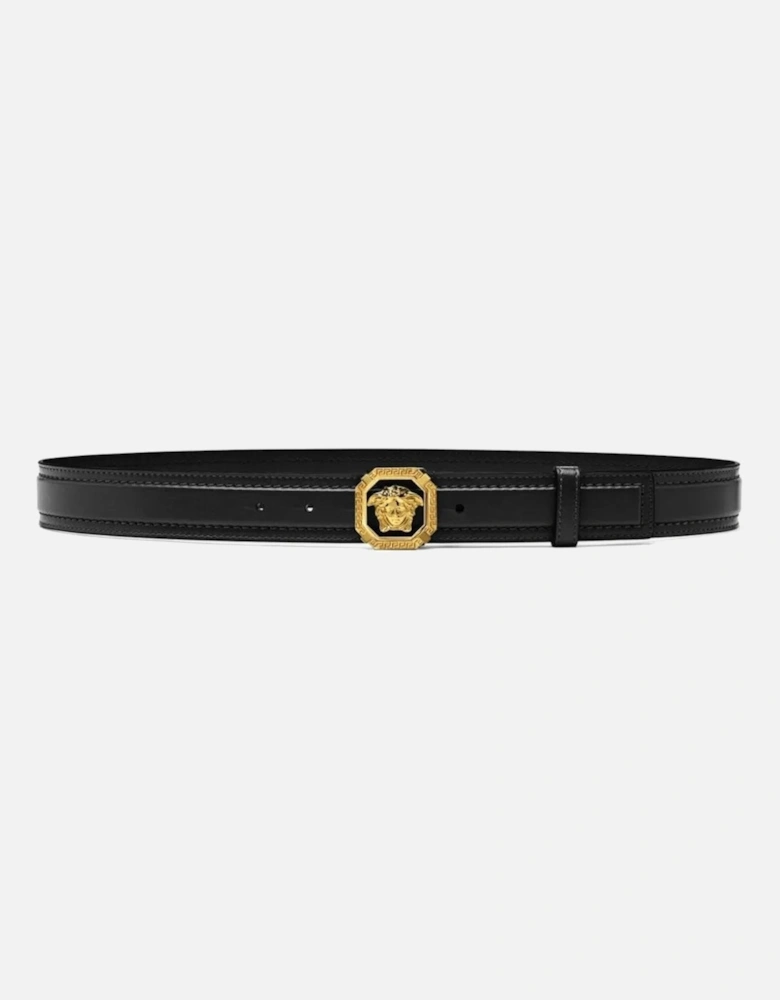 Biggie Buckle Leather Belt Black