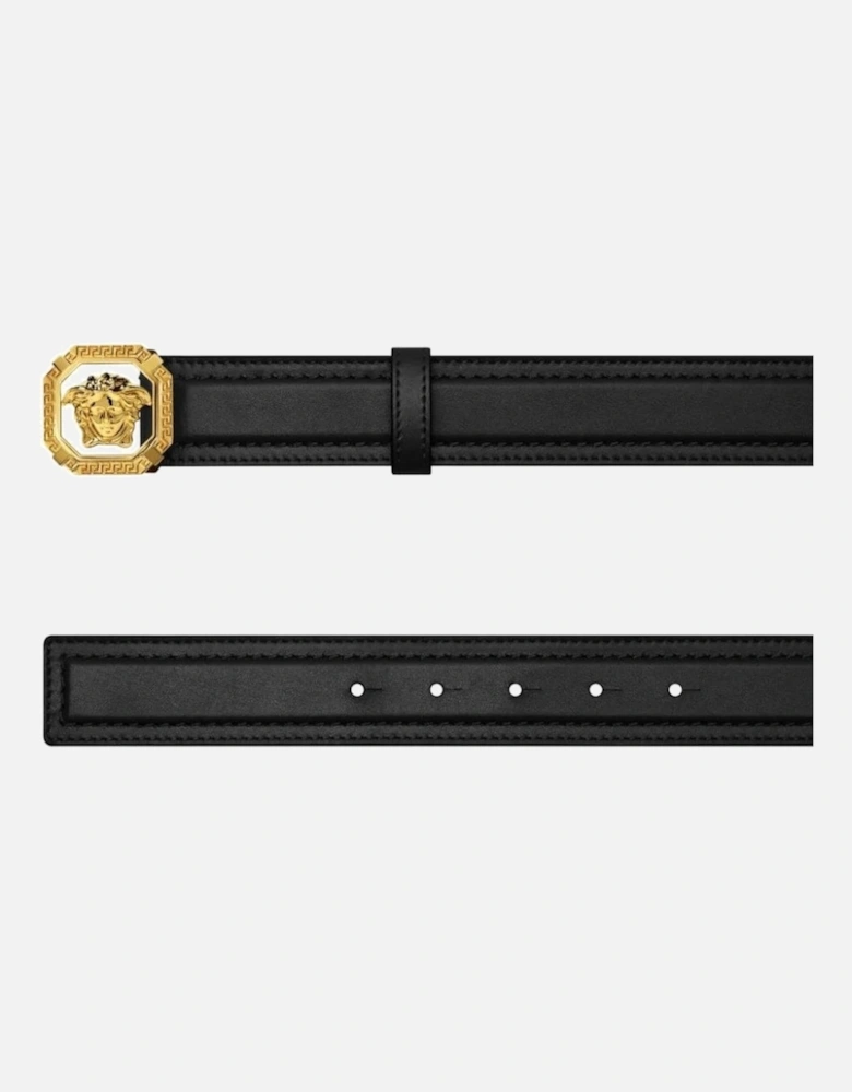 Biggie Buckle Leather Belt Black