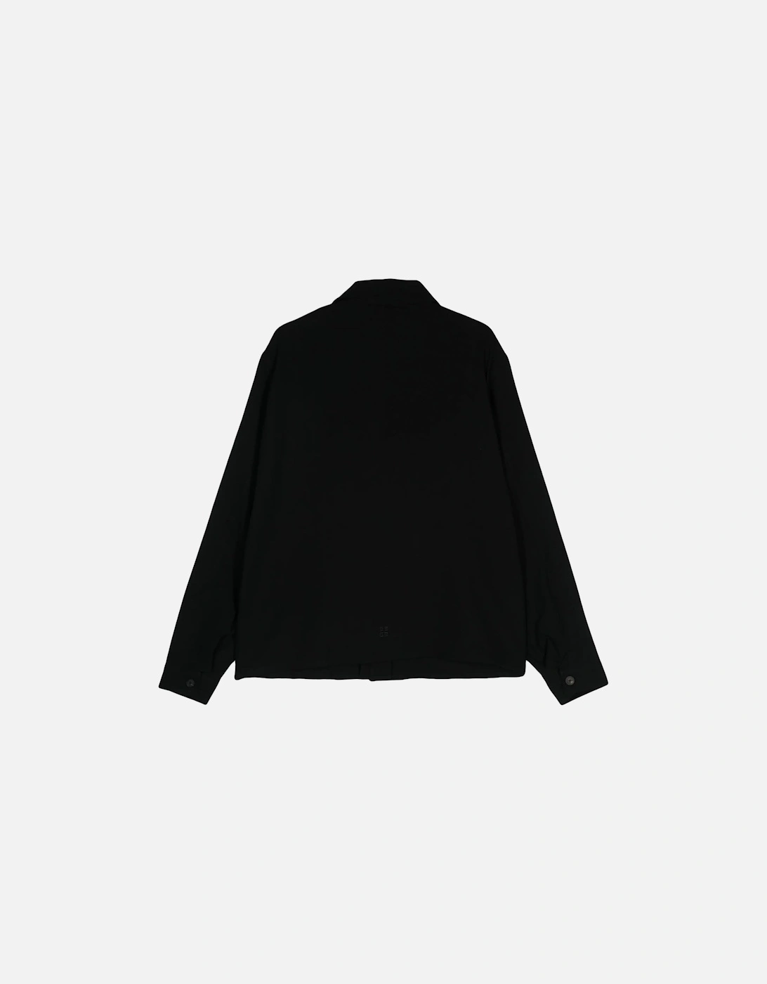 Wool Patch Pockets Overshirt Black