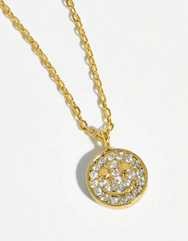 Pave Smile Pendant Gold Plated