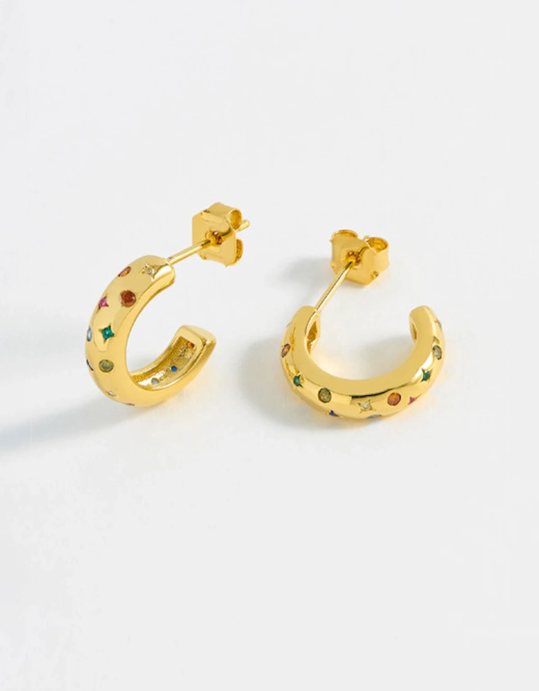 Chubby Rainbow Celestial Hoops Gold Plated Multi