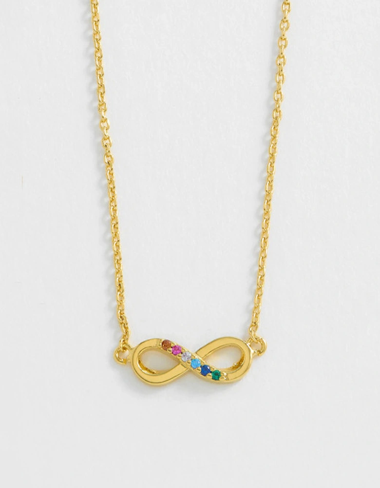 Rainbow CZ Infinity Necklace Gold Plated Multi