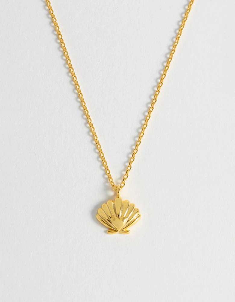 Scallop Heart Pendant Necklace Gold Plated