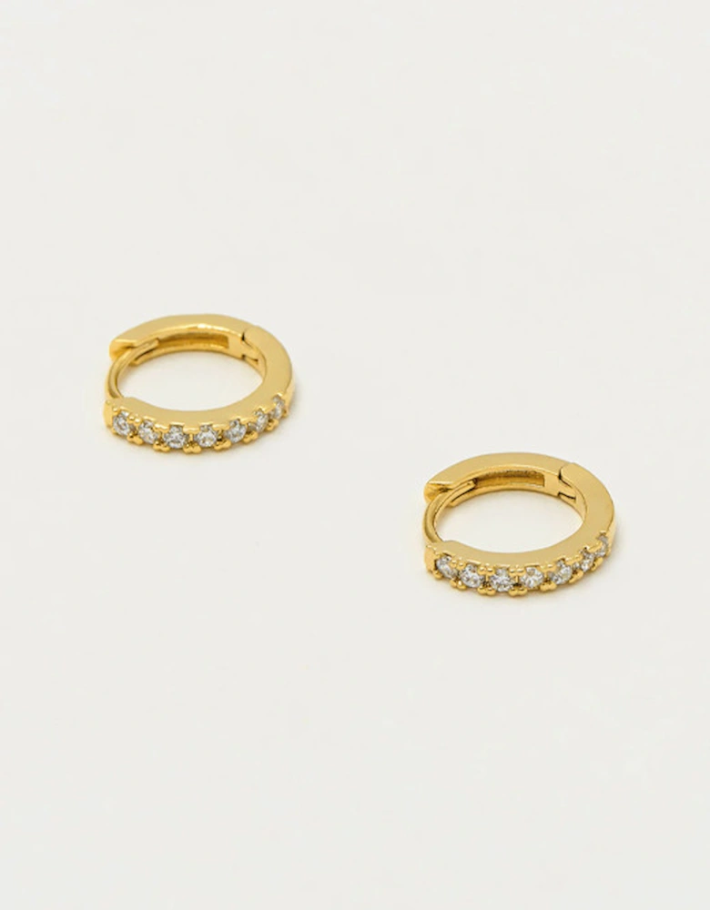 Hoop Earrings with White CZ Gold Plated