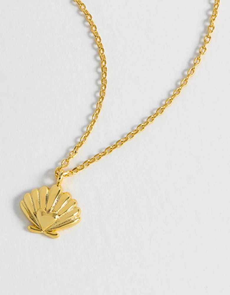 Scallop Heart Pendant Necklace Gold Plated