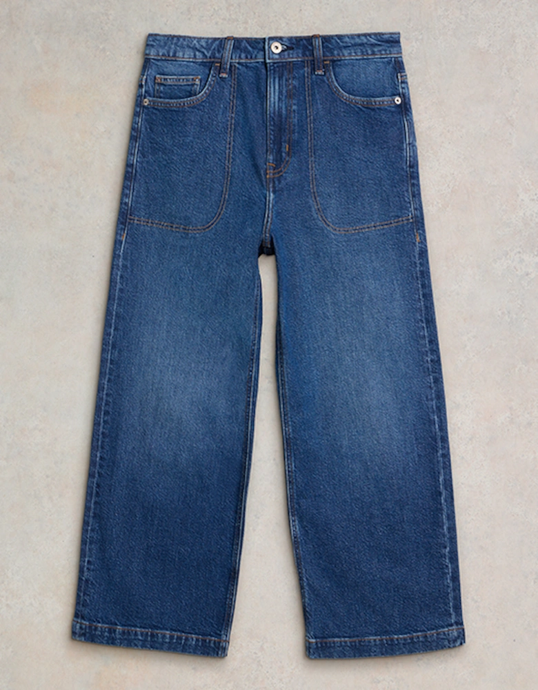 Women's Tia Wide Leg Cropped Jeans Dark Denim