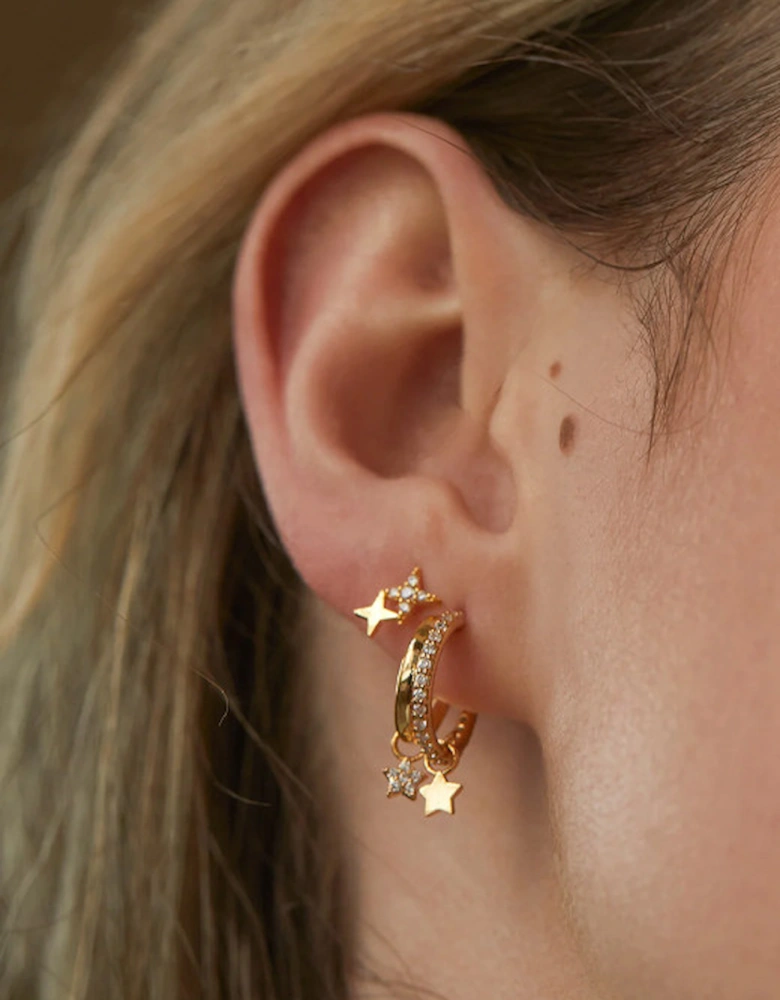 Duo Star Studs Gold Plated