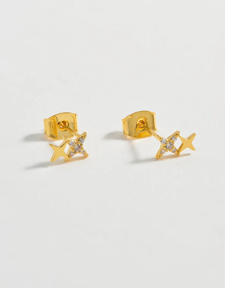 Duo Star Studs Gold Plated