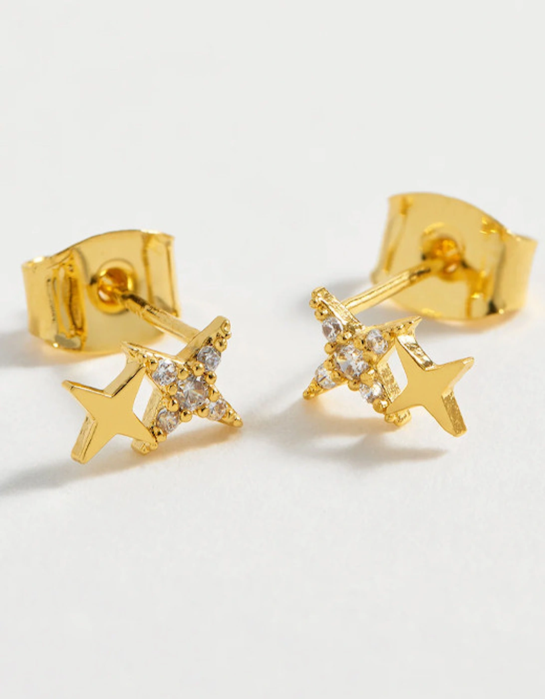 Duo Star Studs Gold Plated