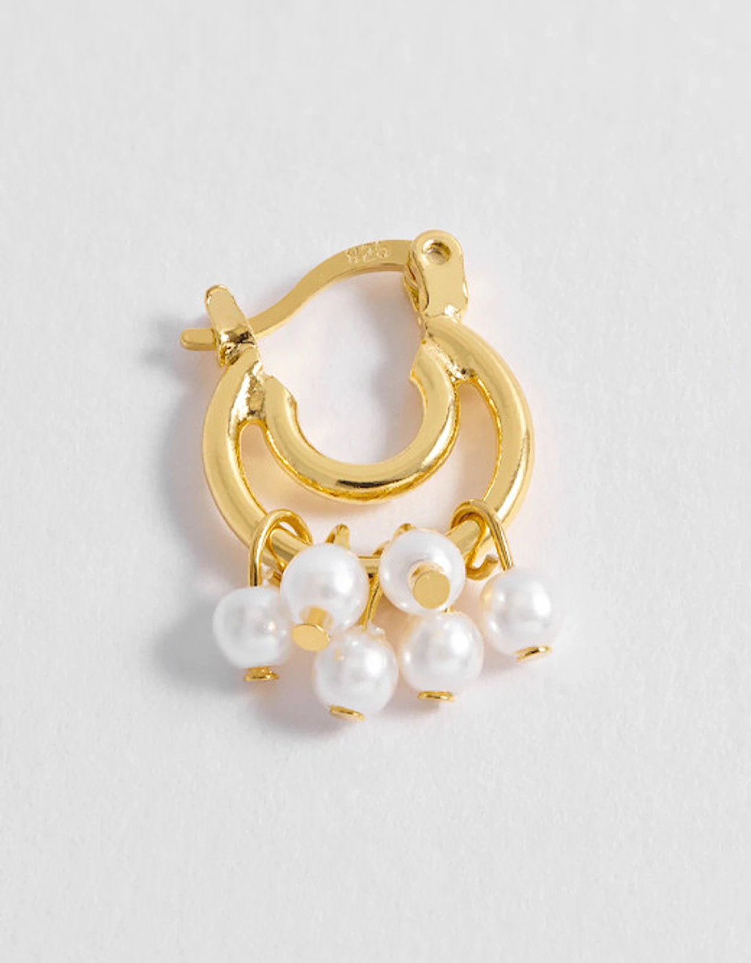 Pearl Double Hoop Earrings Gold Plated with Pearl