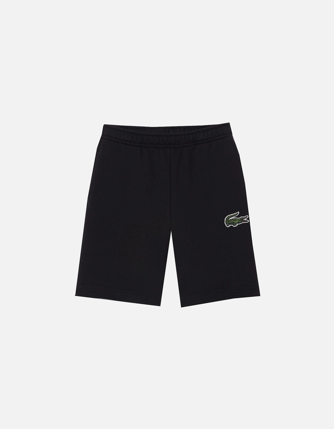 Boy's Black Cotton Shorts With Crocodile Badge, 6 of 5