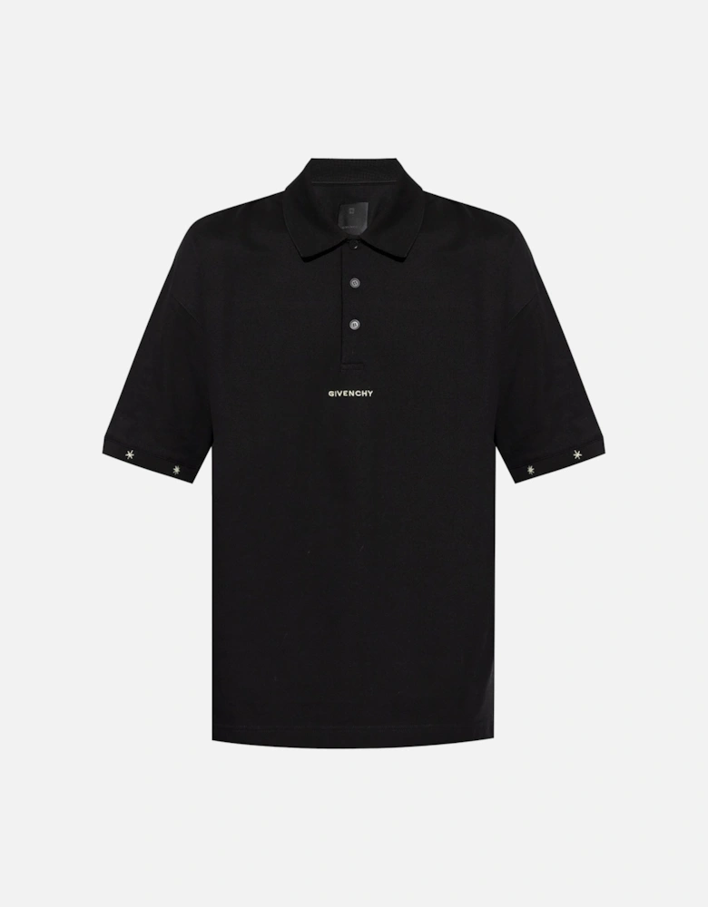 Branded Cotton Polo Shirt Black