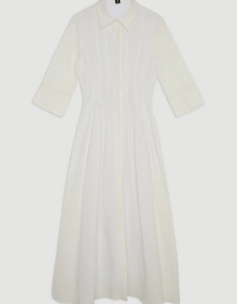 Lydia Millen Premium Tailored Linen Darted Waist Midi Dress
