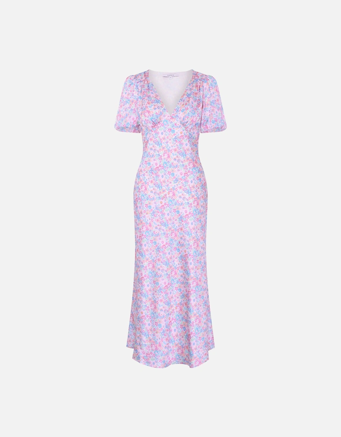 Rosie Ruched Puff Sleeve Dress in Sketched Floral Print