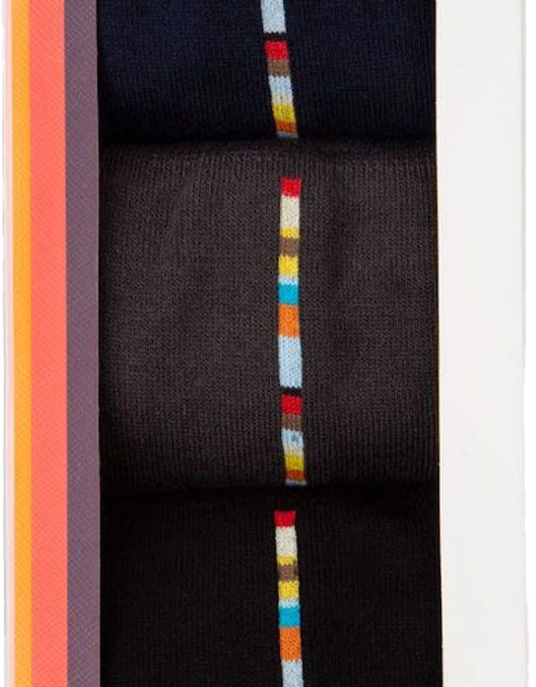 3-Pack Side Block Stripe Socks Gift Box, Black/Navy/Grey