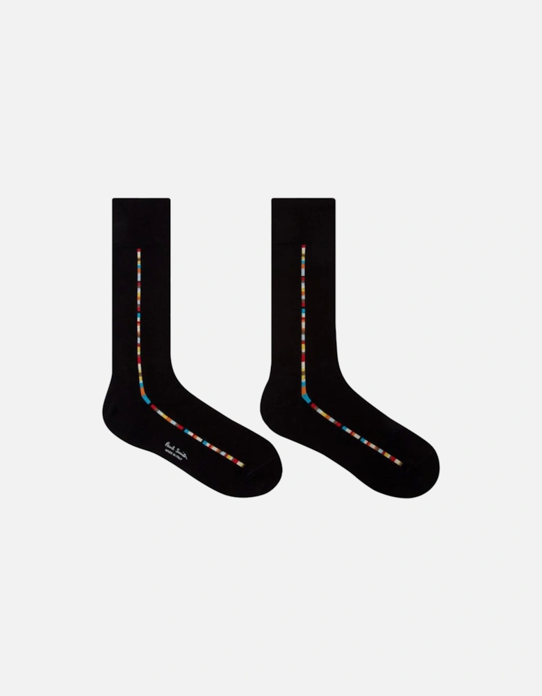 3-Pack Side Block Stripe Socks Gift Box, Black/Navy/Grey