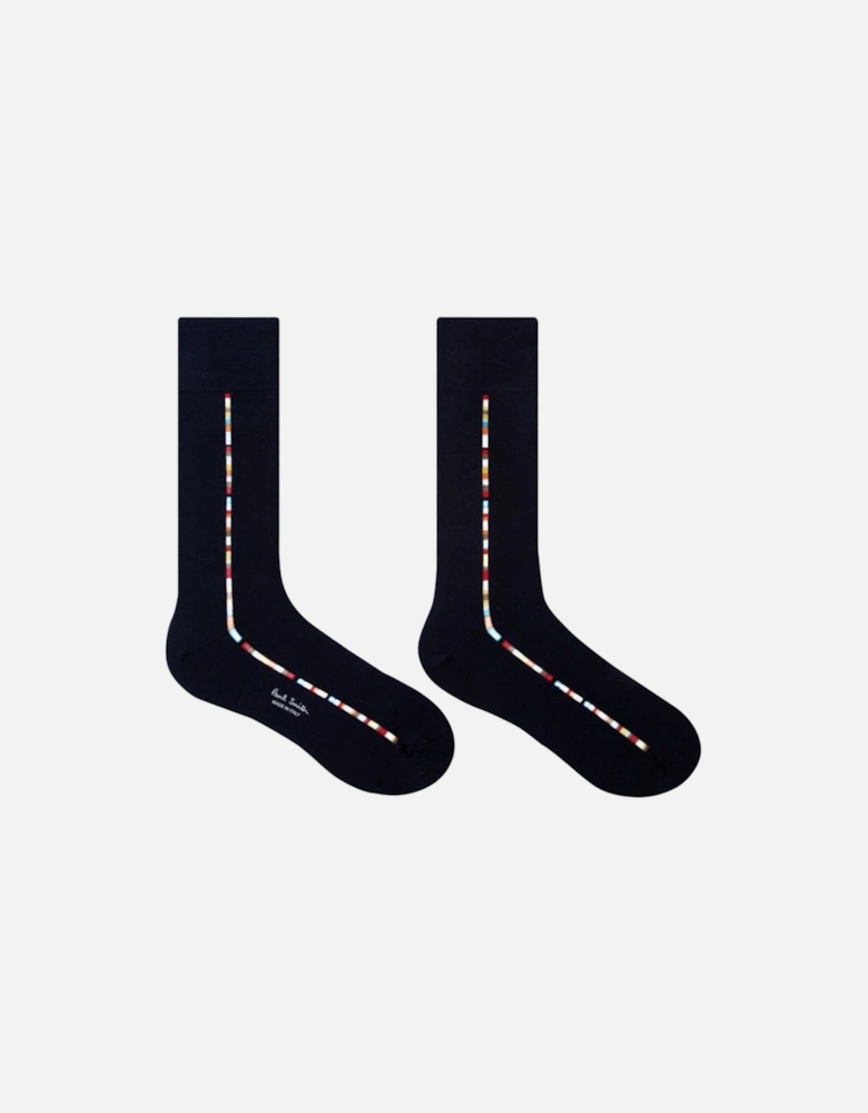 3-Pack Side Block Stripe Socks Gift Box, Black/Navy/Grey