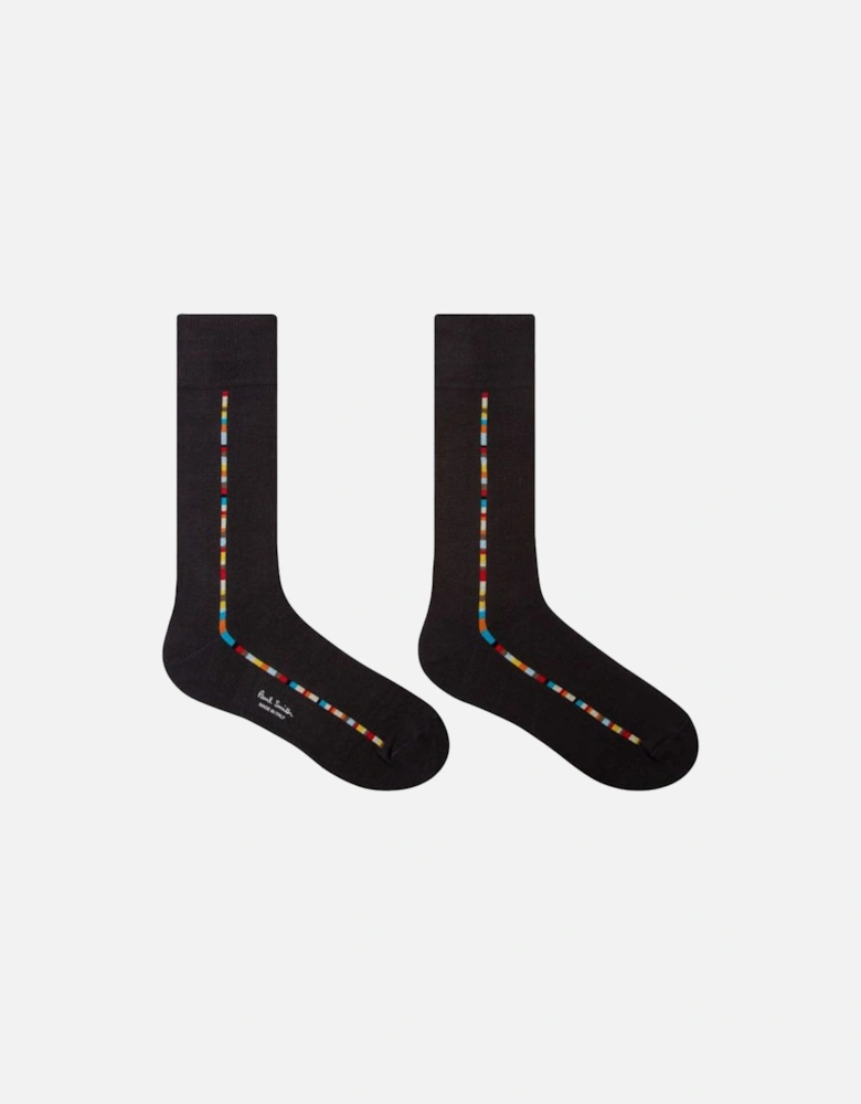 3-Pack Side Block Stripe Socks Gift Box, Black/Navy/Grey