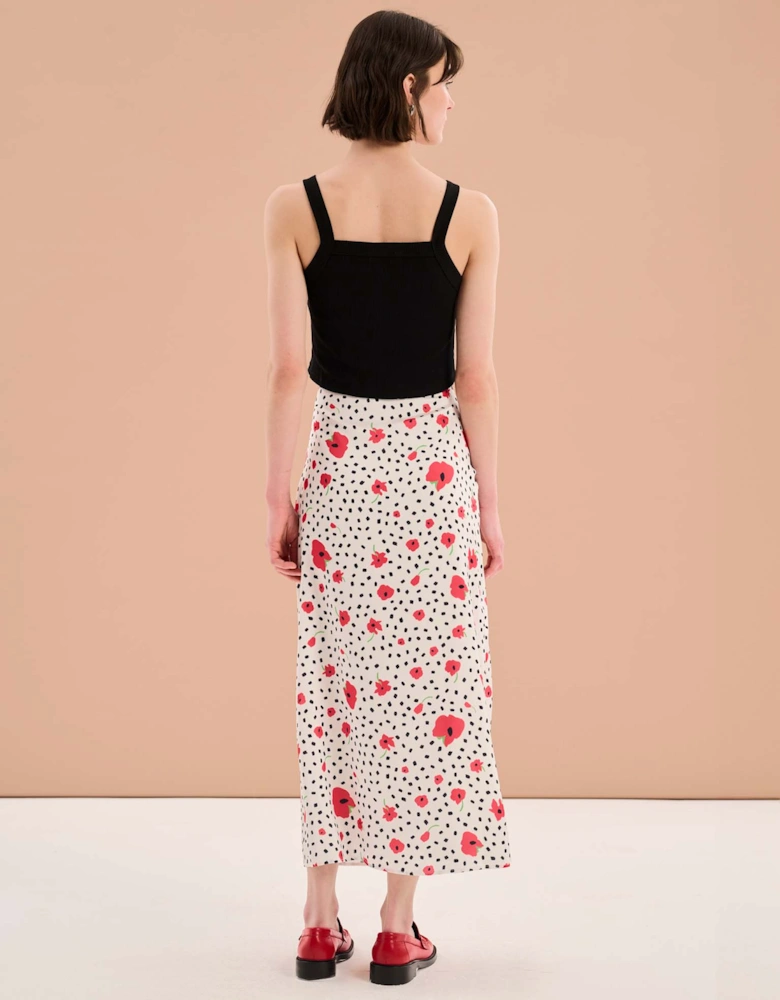 Madelyn Midi Skirt in Mono Poppy Print