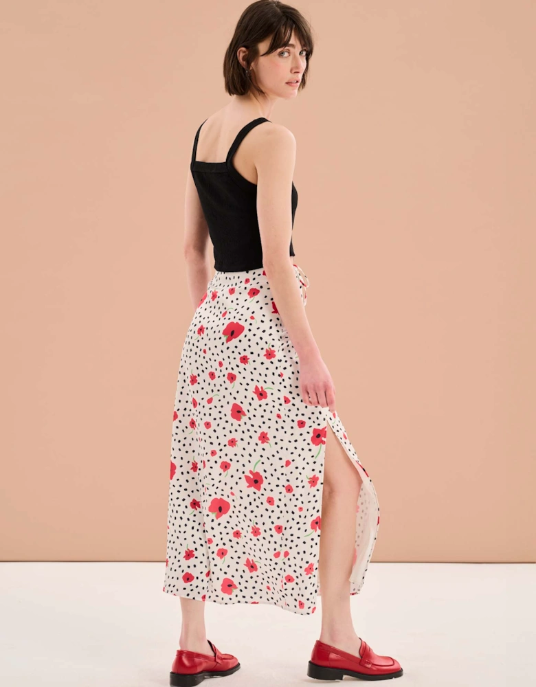 Madelyn Midi Skirt in Mono Poppy Print