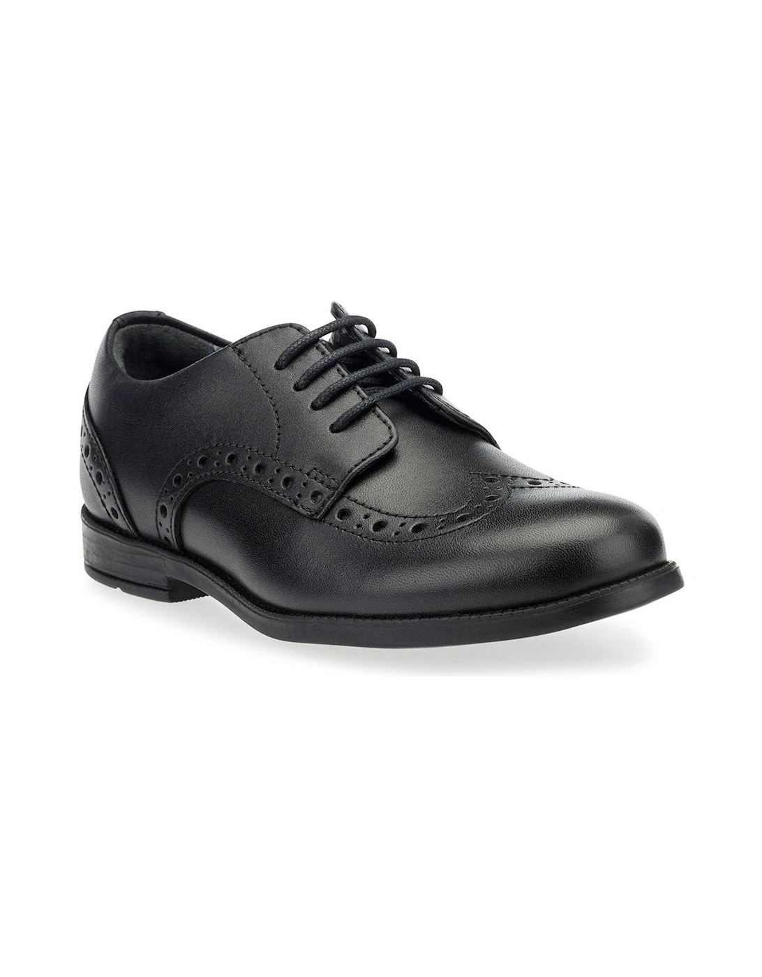 Brogue Pri Leather Girls Smart Lace Up School Shoes - Black, 3 of 2