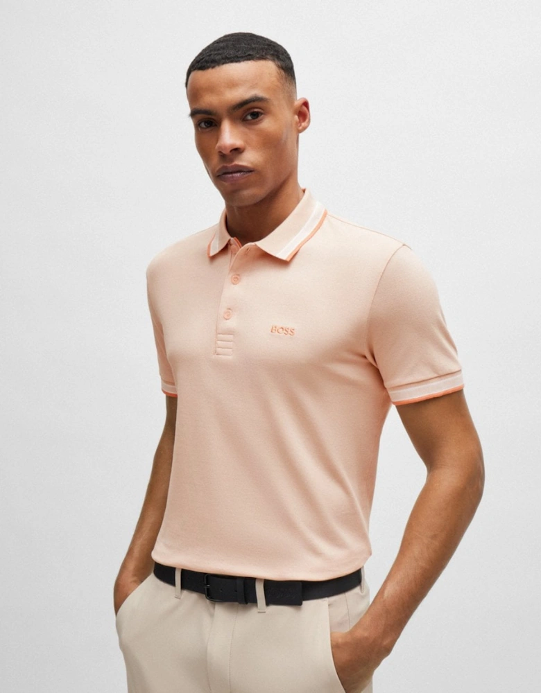 BOSS Green Paddy Mens Organic Cotton Polo With Contrast Logo Details