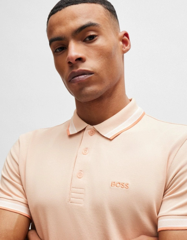 BOSS Green Paddy Mens Organic Cotton Polo With Contrast Logo Details