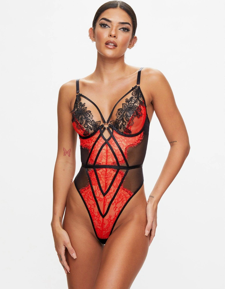 Lovers Secret Crotchless Body - Black/Multi