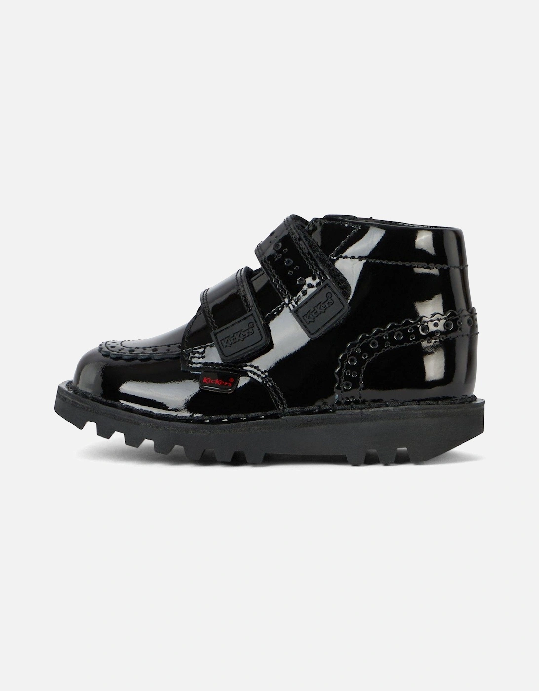 Girls Kick Hi Vel Brogue Patent Leather School Boot - Black, 2 of 1
