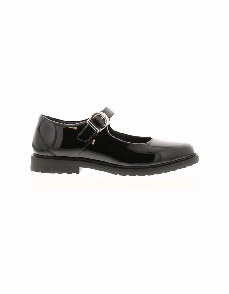 Womens Shoes Work School Verity Leather Buckle black patent UK Size