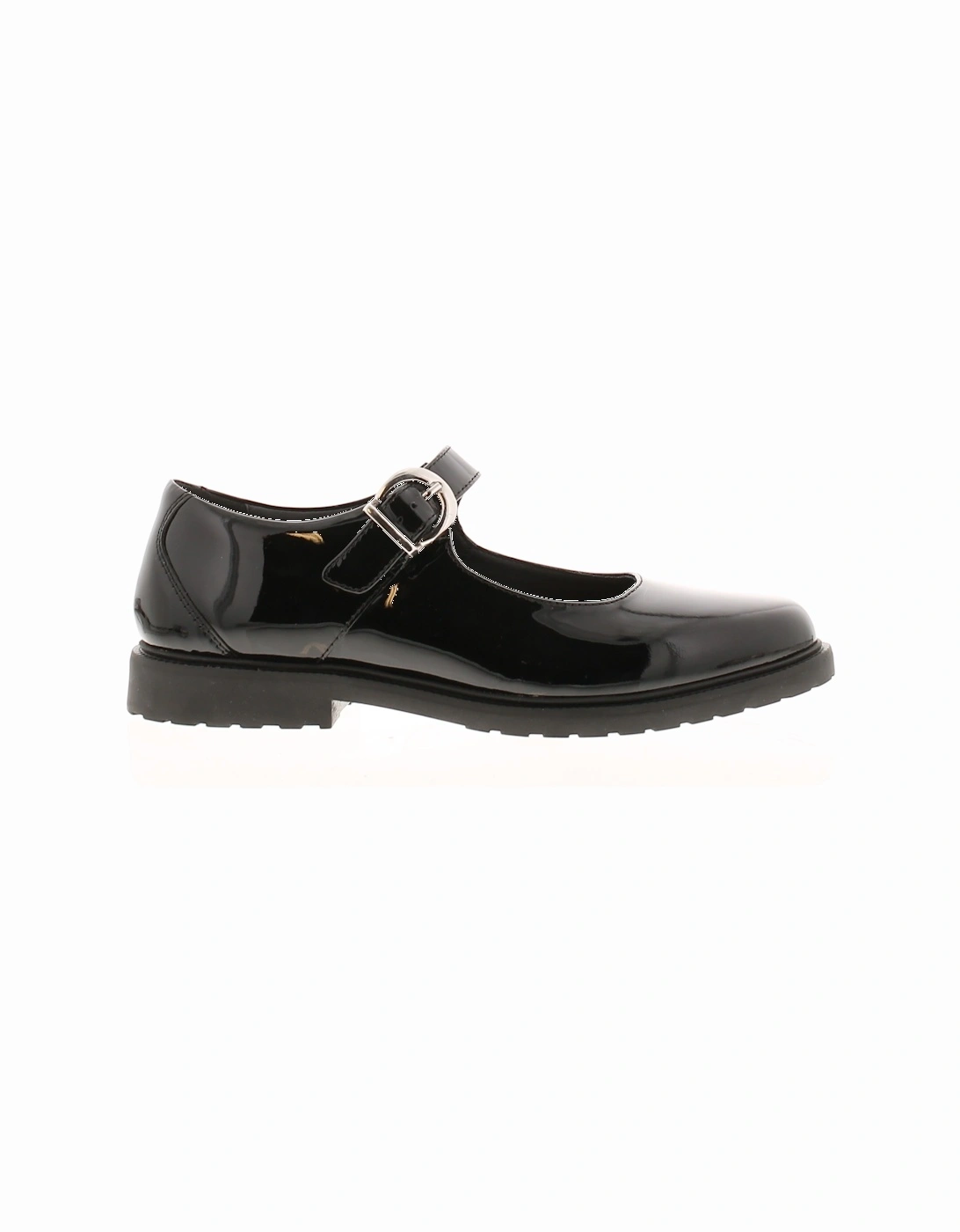 Womens Shoes Work School Verity Leather Buckle black patent UK Size