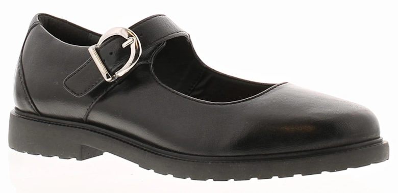 Womens Shoes Work School Verity Leather Buckle black UK Size