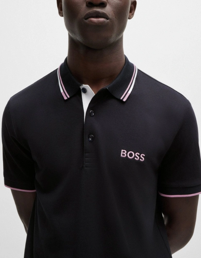 BOSS Green Paddy Pro Mens Cotton Blend Polo Shirt With Contrast Logos