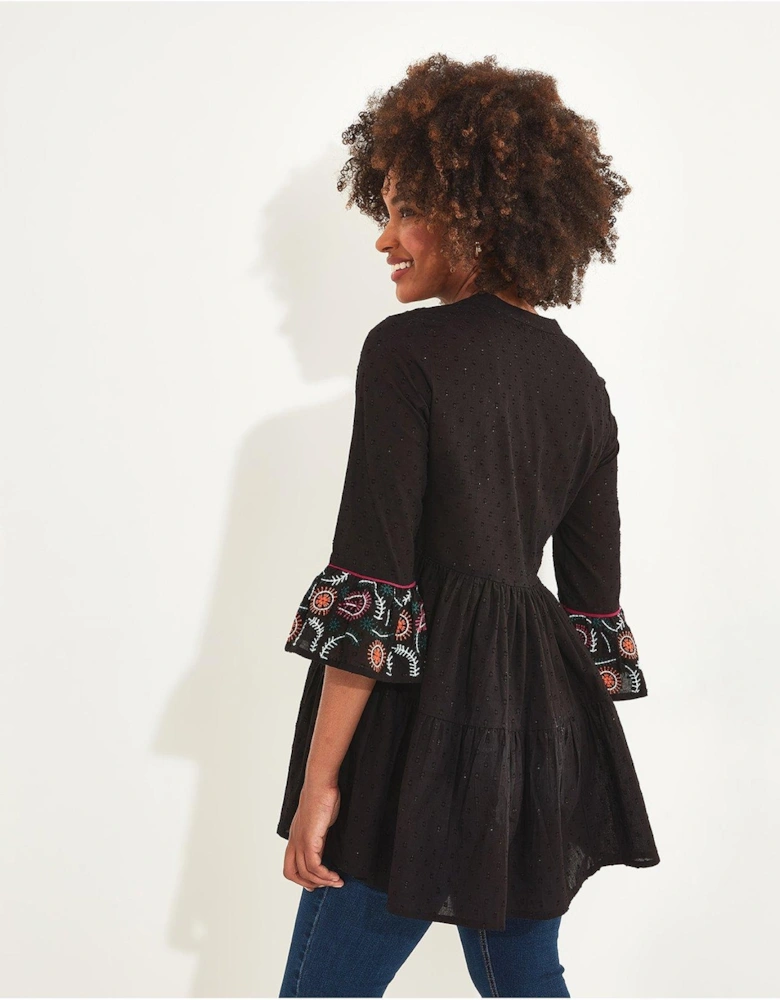 Embroidered Festival Tunic - Black